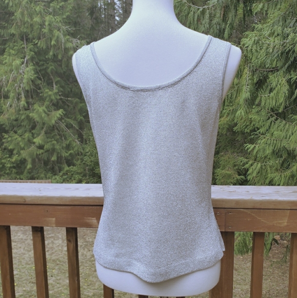 St. John Basics Shimmer Sparkle Silver Small Top - Picture 2 of 3